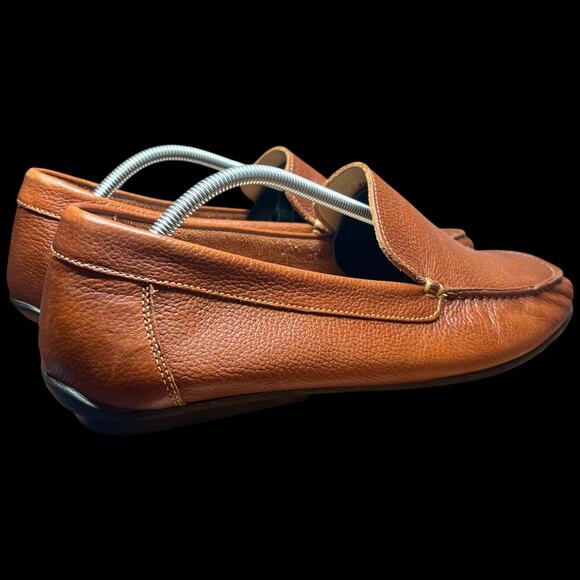 14th & UNION Men 13M Cognac Pebble Leather Driving Loafer Moccasins Preppy Shoe - Picture 5 of 11